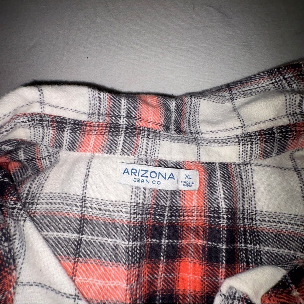 Arizona Jean Company Red, Black, and White Plaid Shirt - Picture 4 of 9